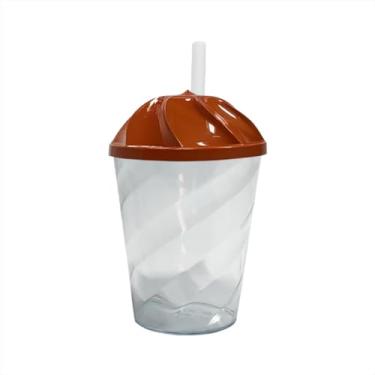 Imagem de Kit 30 Unidades Copos Twister Acrílico 300ml Com Tampa Chantily E Canudo Lembrança Festa (Chocolate)