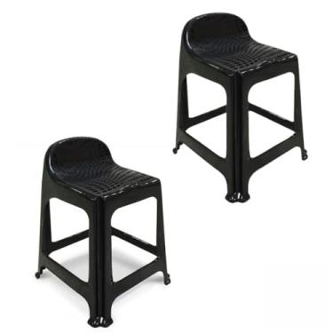 Imagem de Banquetas Banquinho Plástico Com Encosto 59x44x40CM - Plástico Resistente para Espaços Compactos (Varanda, Cozinha, Área de Serviço)(2 Unidades)