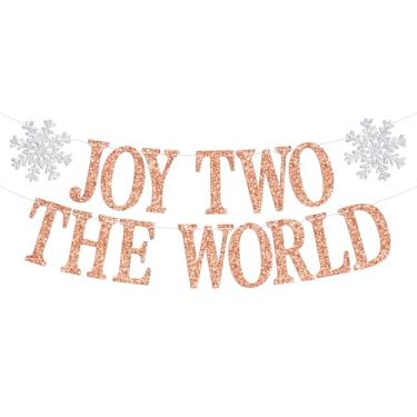 Imagem de Joy Two the World Banner, Winter Second Birthday Hanging Decorations, in Two the Unknown, Winter Frozen Snowflake Theme Baby’s 2nd Birthday Baby Shower Party Decorations Supplies
