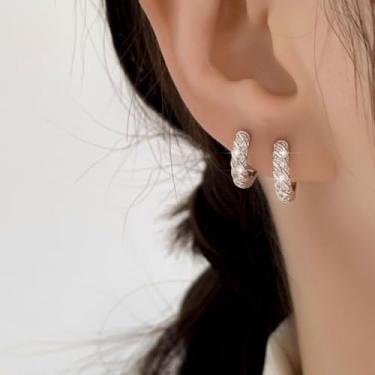 Imagem de 1 par de brincos modernos de argola de zircônia cúbica de cobre 6 mm/8 mm/10 mm para mulheres, joias finas, presente de aniversário, 8mm, Cobre, Sem pedra preciosa