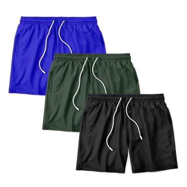 Imagem de Kit 3 Shorts Bermuda Masculino Tactel Liso Praia Academia-Masculino