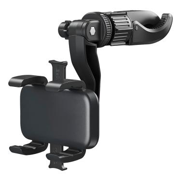 Imagem de Suporte Gancho Preto Celular Automotivo Rotação 360° - Ajustável e Seguro