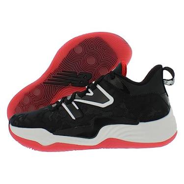 Imagem de New Balance Tênis infantil 574 V1 com cadarço, Preto/vermelho, 10.5 Women/9 Men