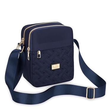 Imagem de Bolsas transversais pequenas para mulheres, bolsa acolchoada, bolsa de nylon, material impermeável, bolsa de ombro pequena, Azul