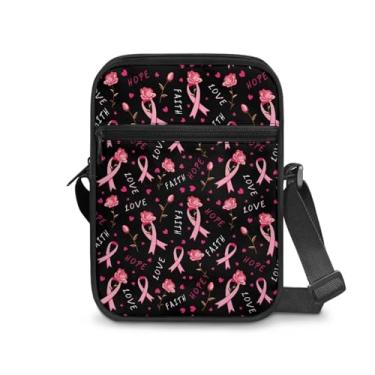 Imagem de CLOHOMIN Bolsa mensageiro para mulheres pequena bolsa tiracolo masculina bolsa tiracolo para chave óculos organizadores de cartões de crédito presentes de férias, Flores de fita rosa