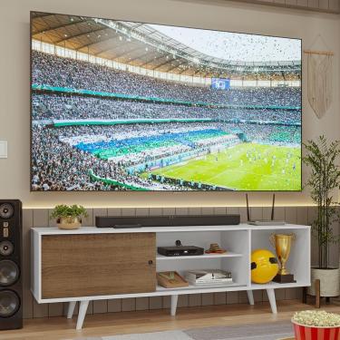 Imagem de Rack Para Tv Até 80 Polegadas 160cm Branco/rustic Com Pés Branco Torino Madesa Branco/rustic