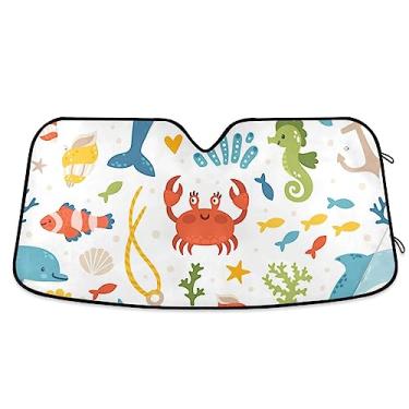 Imagem de Guarda-sol de carro com golfinhos de verão dobrável, para-brisa automático, proteção UV para carro, acessórios de verão para carro