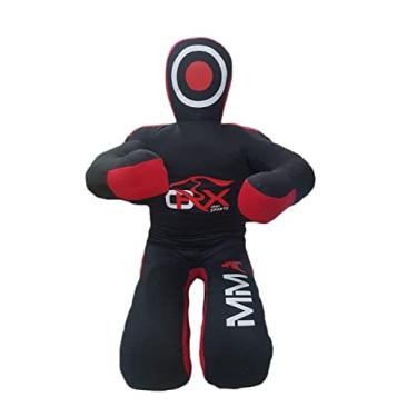 Imagem de MMA Grappling Dummy - Saco de pancadas de judô, MMA BJJ Jiu Jitsu Posição sentada mãos na frente (não preenchido, lona) (150 cm, tela preta)