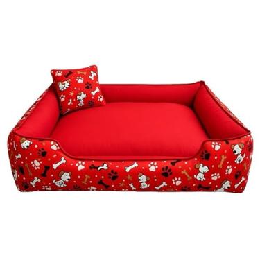Imagem de Caminha Pet Luxo com Fundo Impermeável – Cama Macia para Cachorro e Gato com Zíper Removível(Vermelho,EXG - 90X70)