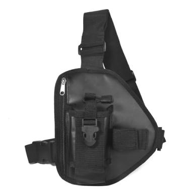 Imagem de Bolsa universal de rádio, design triangular para rádio bidirecional com alça de ombro ajustável, bolso com zíper e suporte para microfone, resistente à água para BaoFeng Kenwood Yaesu Midland Motorola