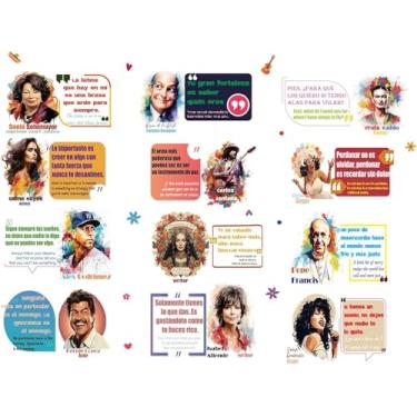 Imagem de Amerbe Pôster do mês da herança hispânica, conjunto de decoração de sala de aula bilíngue espanhol inglês - 29 peças, citações inspiradoras, pôsteres para quadro de avisos, material de ensino