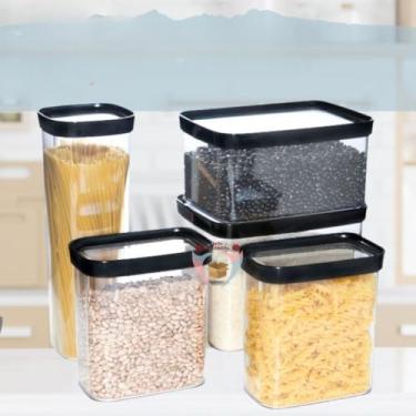 Imagem de Frascos de cozinha para arroz, pilaf, macarrão, feijão, farinha, açúcar e café. (BRANCO)