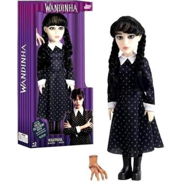 Imagem de Boneca Vinil Menina Wandinha Vandinha Addams + Mãozinha Lançamento Net