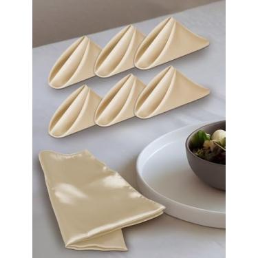 Imagem de Pacote com 6 guardanapos de pano de 43 x 43 cm, guardanapos de pano de cozinha, guardanapos de mesa laváveis e reutilizáveis de mistura de algodão para festas, jantares, festivos e casamentos (cor