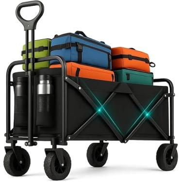 Imagem de Carrinho Dobrável Multifuncional Para Camping Praia Compras Até 100Kg Alta Capacidade