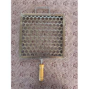 Imagem de Grelha Churrasqueira，Multi-Forma，Com Cabo de Madeira，Adequado para Grelhar Carne e Salsichas(28x28)