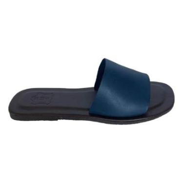 Imagem de Chinelo Feminino Slide Casual Premium de Couro Legítimo Rasteirinha Aberta Verão Macia Confortável-Feminino