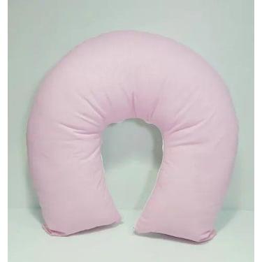 Imagem de Almofada de Amamentação Com Zíper Rosa Liso com Branco - POLYBABY