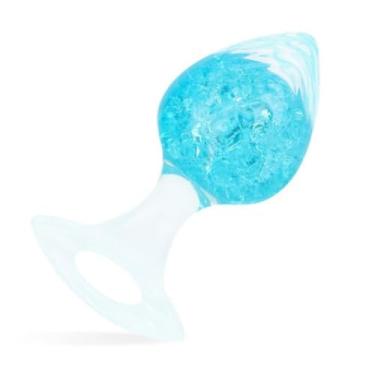 Imagem de Plug Anal Coração Pequeno Em Silicone Com Esfera De Vidro Interno Estimulador Anal Brinquedo Erótico PL148P (AZUL CÉU)