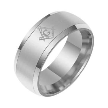 Imagem de Anéis Maçônicos De Aço Inoxidável Preto Para Homens, Joias De Casament