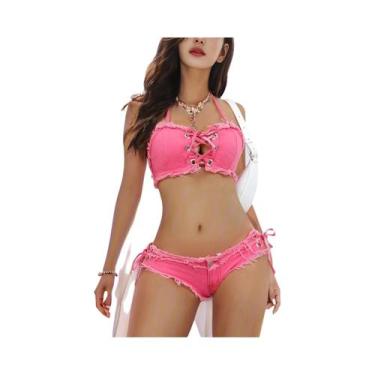 Imagem de Biquíni jeans conjunto com alça, Split Swimwear, moda sexy, novo, 650 