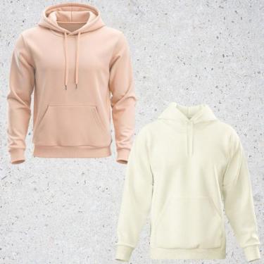 Imagem de Kit 2 Blusa de Frio Moletom Unissex Lisa Casaco canguru Inverno Com Ca