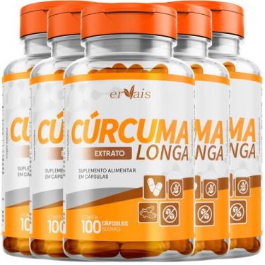 Imagem de Curcum Longa Açafrã Concentrado 5 Frascos 500 cápsulas - Ervais