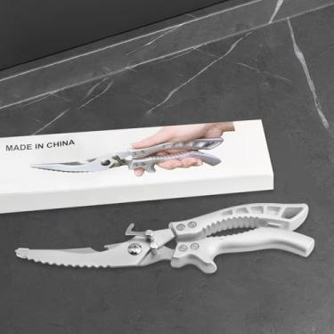 Imagem de Tesoura de cozinha de aço inoxidável resistente, tesoura profissional de cozinha e aves, ideal para ossos, peru, carne, peixe e legumes, tesoura de cozinha multiuso para alimentos