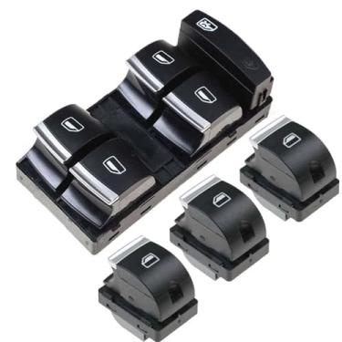 Imagem de 1 peça de botão de controle mestre de janela de painel de energia elétrica OEM 4F0959855B (Cor: Interruptor e botão)