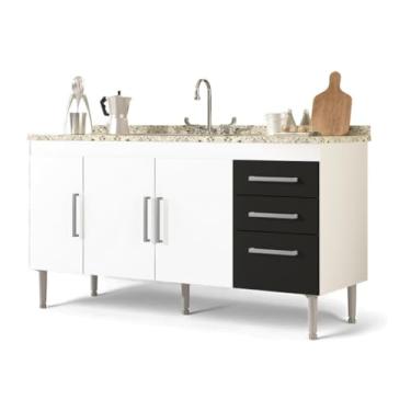 Imagem de GABINETE DESMONTADO GÊMEOS 1,5M (Branco/preto)