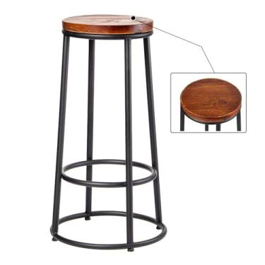 Imagem de Banqueta de bar, cozinha, pub, bar, de madeira, vintage, rústica, cadeira, banco, banco, estilo industrial, para casa, café, bar, balcão, cadeiras de bistrô (altura 45 cm)