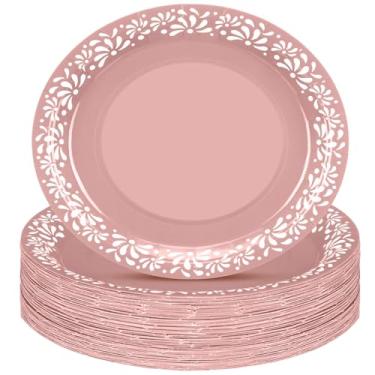 Imagem de Yungyan 50 peças de 30 cm rosa Platos De Barro Cielito Lindo Pratos de papel mexicano Cielito Lindo lembrancinhas de festa para decoração de festa de casamento de aniversário Talavera