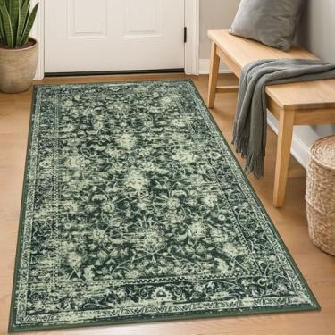 Imagem de KILOCOCO Tapete de entrada 7 x 12 cm, lavável, estampado, vintage, floral, borracha, antiderrapante, tapetes de cozinha para sala de estar, lavanderia, sala de jogos, mudroom, tapetes marroquinos