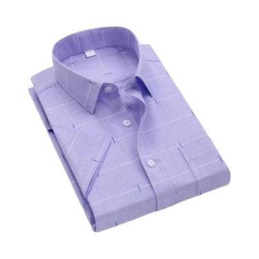 Imagem de Camisa Masculina Slim Fit Antirrugas Com Estampa Xadrez Casual De Negó