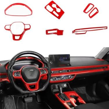 Imagem de BoxCheer Apto para Honda 11ª geração Civic 2022 2023 2024 2025 ABS conjunto completo painel interior do carro e painel central faixa de acabamento de saída de ar acessórios de volante do carro 7 peças