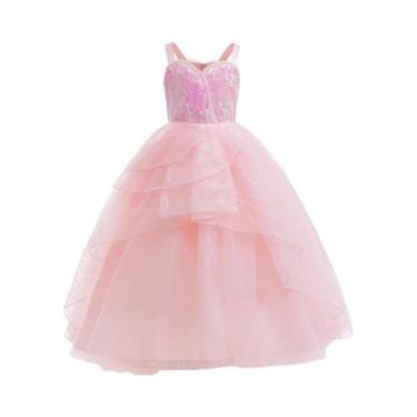 Imagem de Vestido De Princesa Glinda Rosa Com Lantejoulas Para Meninas, Fantasia
