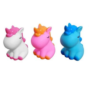 Imagem de Kit 3 Pony Infantil Baby de Vinil com Som Azul Branco e Rosa - Goal Ki