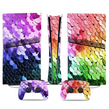 Imagem de Película de decalque para disco Ps5, capa adesiva de vinil de corpo inteiro para console e controle PlayStation 5 (edição de disco PS5, Blue Lightning) (glitter multicolorido, PS5 Pro Digital)