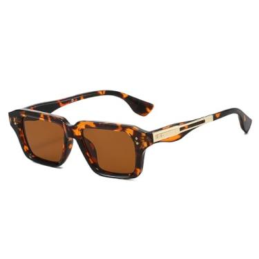 Imagem de Óculos de Sol UV400 - Estampa de Leopardo Degradê com Rebites e Cores de Geléia para Homens e Mulheres, Ideais para Esportes ao Ar Livre, Corrida e Ciclismo, Cor Marrom Leopardo