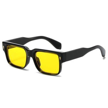 Imagem de Óculos de Sol UV400 - Estampa Leopardo Azul Degradê em Cores Doces para Homens e Mulheres, Esportes ao Ar Livre, Corrida e Ciclismo, Preto e Amarelo
