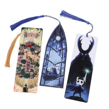 Imagem de Hollow Knight Merch - Conjunto de marcadores de livro de mangá anime, marcadores de página de acrílico para jogos, presente para fãs, amantes de mangá e anime Bookworms (3 peças)