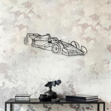 Imagem de Xedatric Arte de parede de metal F1 Race - Fórmula 1 Escultura de silhueta temática de velocidade para garagem, caverna masculina, sala de estar - presente exclusivo para fãs de corrida (76 cm x 21 cm