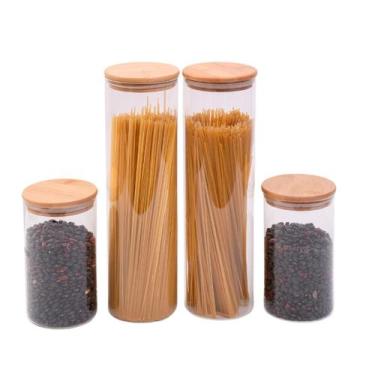 Imagem de Kit Potes de Mantimentos 2000/1100ml C/ Tampa Bambu - 4pçs Oikos, U, N