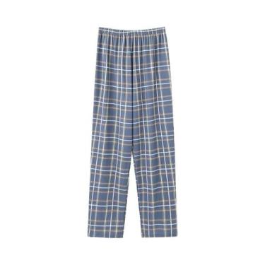 Imagem de Calças De Pijama De Algodão Para Adultos, Estilo Xadrez, Confortáveis 