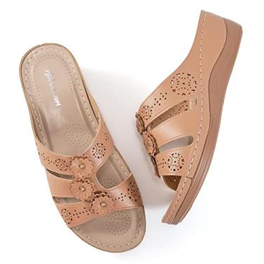 Imagem de Ablanczoom Sandálias femininas com plataforma deslizante e leve e confortável para o verão, Marrom, 11