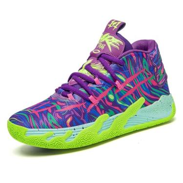 Imagem de Novetra Tênis de basquete leve masculino com cadarço alto e antiderrapante macio(Color,42 BR)