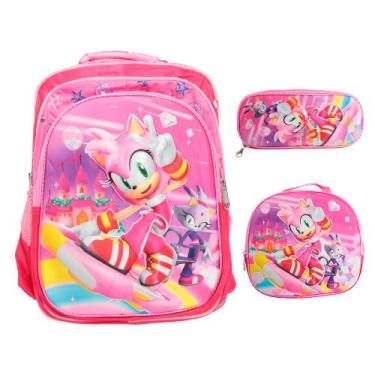 Imagem de Kit Mochila Infantil Feminina Escolar Lancheira Térmica G - Plike