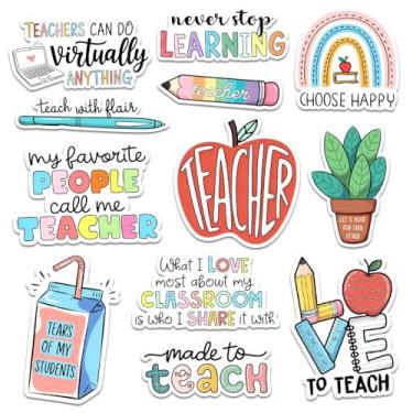 Imagem de 12 adesivos para professores, citações fofas de sala de aula, desenhos coloridos para professores, estudantes, educadores, para laptop, garrafa de água, copo, caderno, agenda, decoração, 7,6 cm