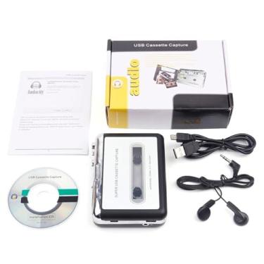 Imagem de Player de Cassetes Conversor Áudio Fita para MP3 Música Compatível com Notebook e PC Multifuncional CD Portátil Nostálgico Fones Ouvido