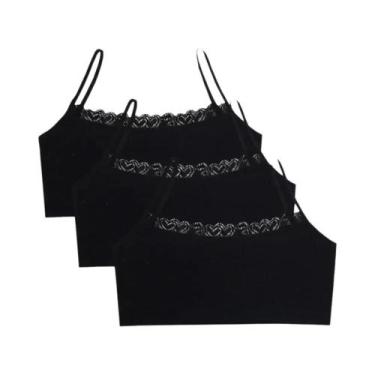 Imagem de Sutiãs De Treinamento De Renda Para Crianças 3 Peças Verão Cor Sólida 